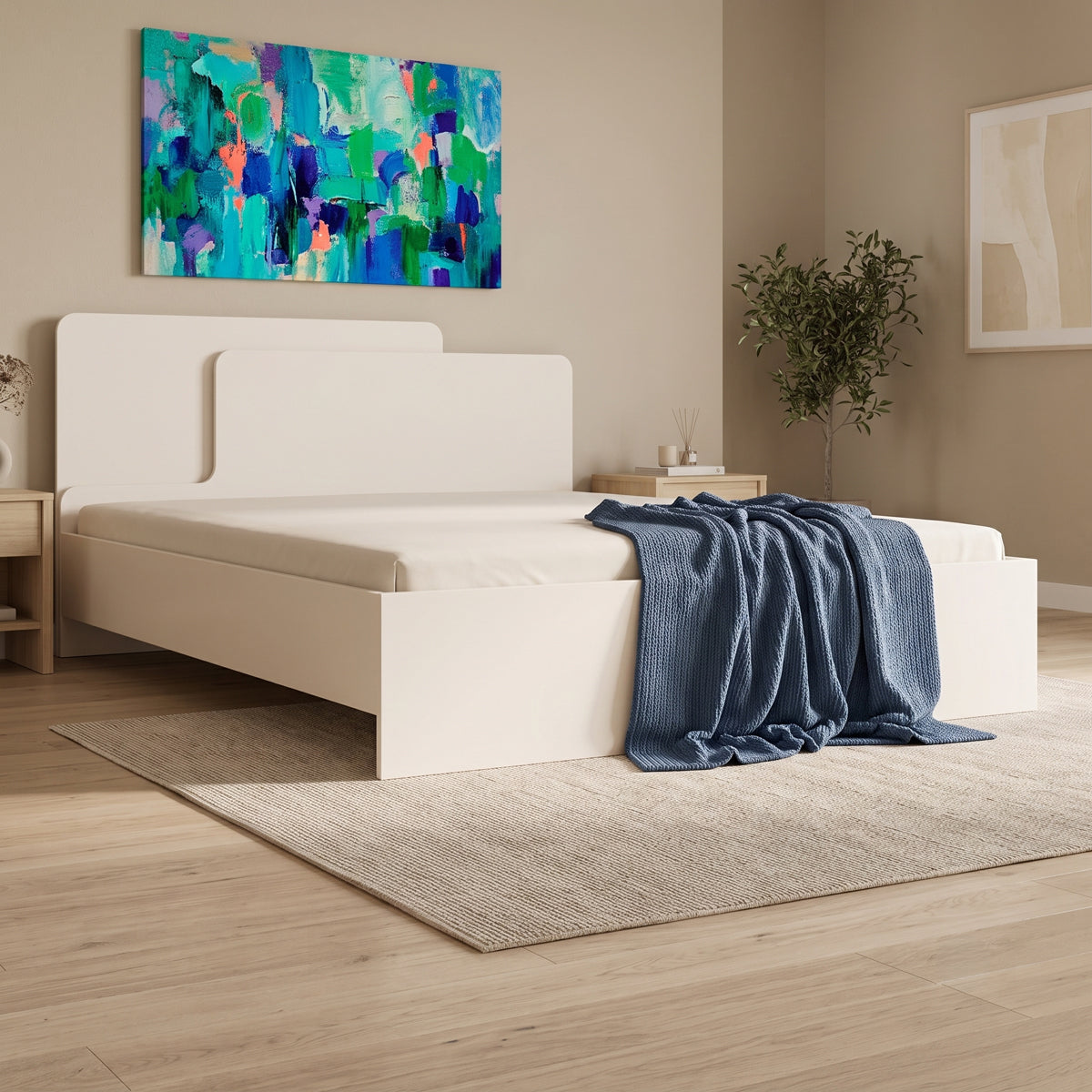 Κρεβάτι διπλό Lucabel  κρεμ 160x200εκ - Pakobazaar