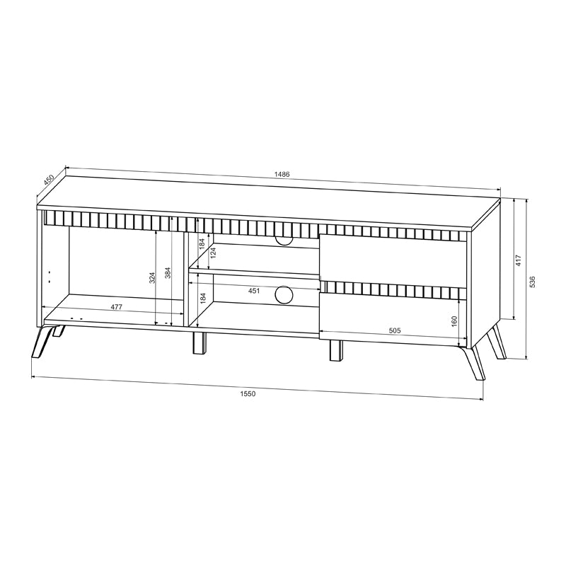 Σύνθετο σαλονιού Belka  κρεμ με oak 210,6x45x152,6εκ