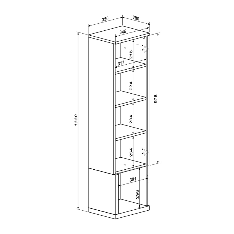 Σύνθετο σαλονιού Norda  κρεμ με oak 187x40x58.4εκ