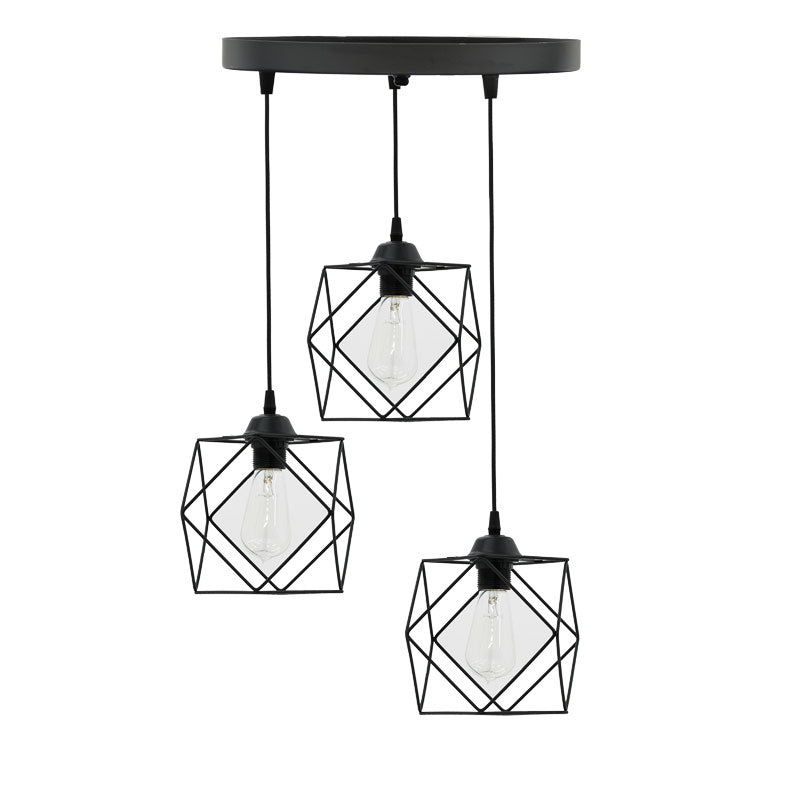 Φωτιστικό οροφής τρίφωτο Karin  E27 μαύρο 30x30x90εκ - Pakobazaar