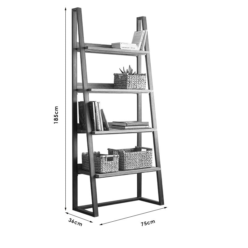 Βιβλιοθήκη Ryder  καρυδί-μαύρο 75x36x185εκ - Pakobazaar