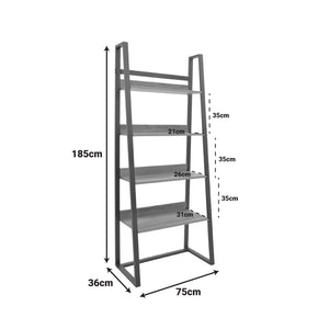 Βιβλιοθήκη Ryder  καρυδί-μαύρο 75x36x185εκ - Pakobazaar