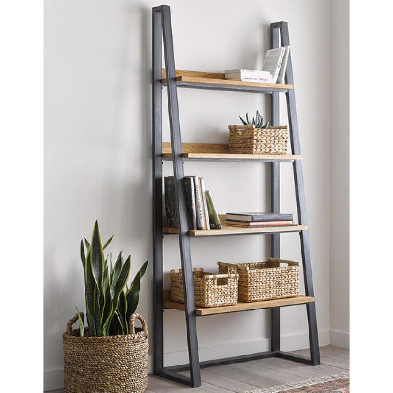 Βιβλιοθήκη Ryder  καρυδί-μαύρο 75x36x185εκ - Pakobazaar