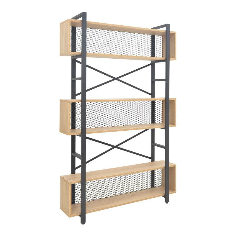 Βιβλιοθήκη Fifer  σε oak-μαύρη απόχρωση 120x28x185εκ - Pakobazaar