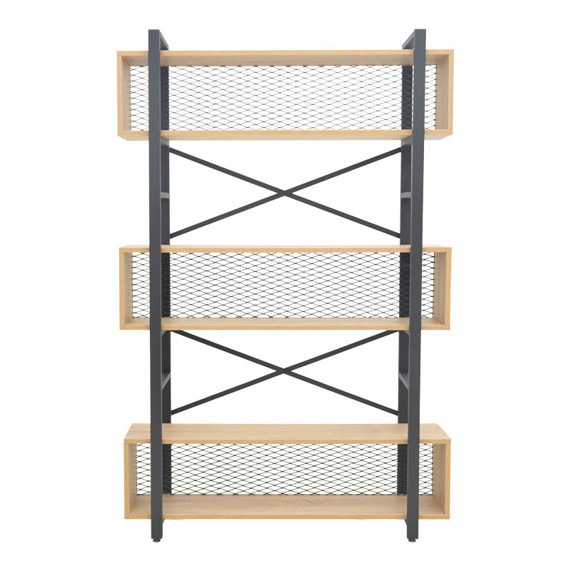 Βιβλιοθήκη Fifer  σε oak-μαύρη απόχρωση 120x28x185εκ - Pakobazaar