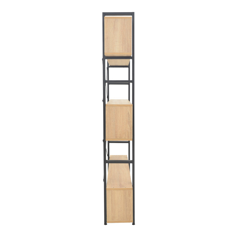 Βιβλιοθήκη Fifer  σε oak-μαύρη απόχρωση 120x28x185εκ - Pakobazaar
