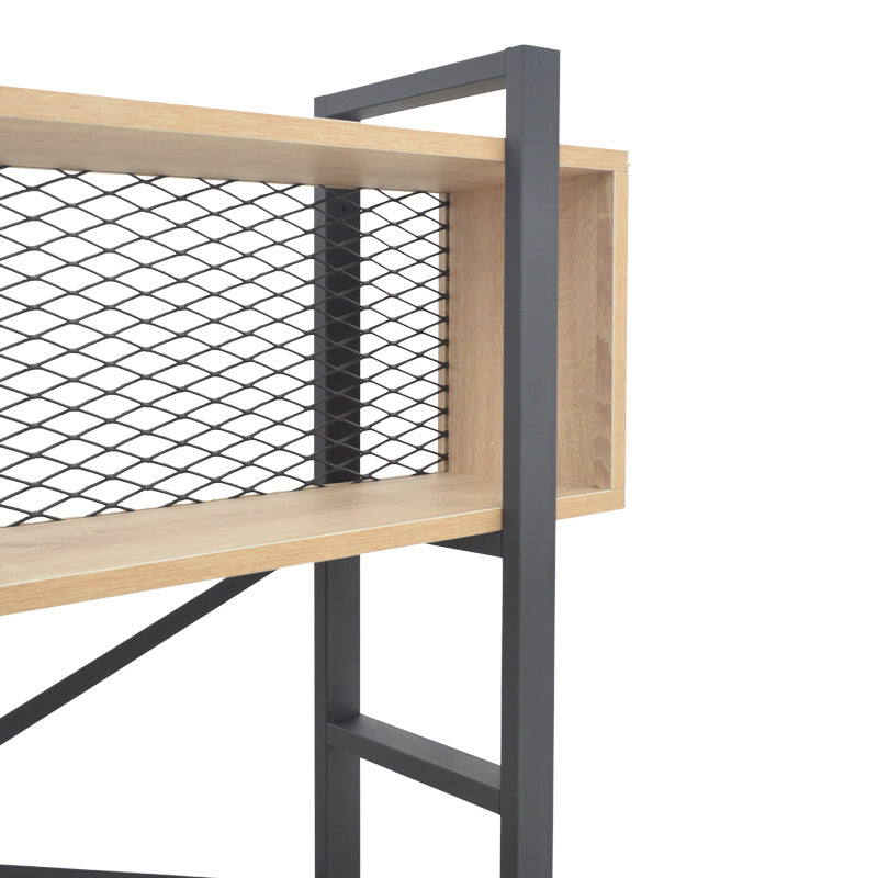 Βιβλιοθήκη Fifer  σε oak-μαύρη απόχρωση 120x28x185εκ - Pakobazaar