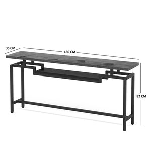 Κονσόλα Onole  σε καρυδί - μαύρο μέταλλο 180x35x82εκ - Pakobazaar