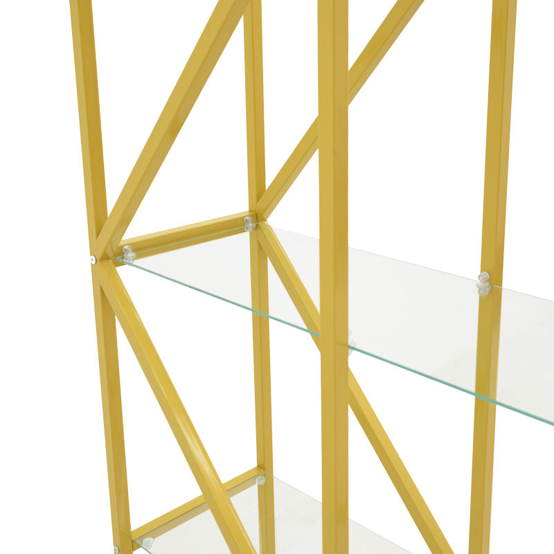 Ραφιέρα Aylan  γυαλί - μέταλλο σε χρυσή απόχρωση 100x30x200εκ - Pakobazaar