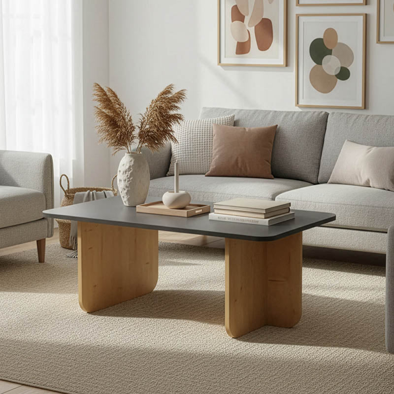 Τραπέζι Beca  σε oak-μαύρο απόχρωση 100x60x42εκ - Pakobazaar