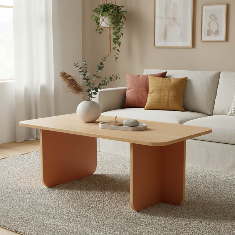 Τραπέζι Bοca  σε oak-κεραμιδί απόχρωση 100x60x42εκ - Pakobazaar