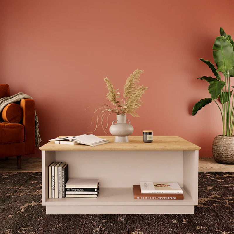 Τραπέζι Monik  σε oak-ανοιχτό γκρι απόχρωση 90x56x40εκ - Image 2