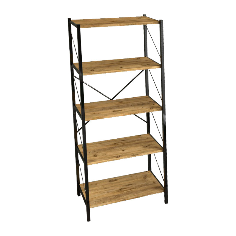 Βιβλιοθήκη Bimblem  oak με μαύρο μέταλλο 60x30x150εκ - Pakobazaar