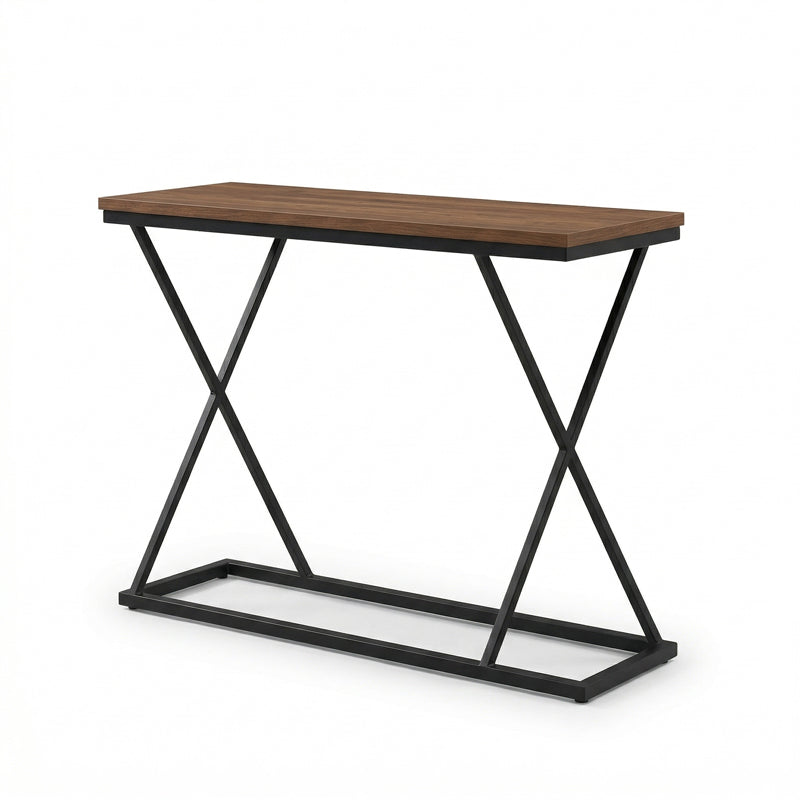 Κονσόλα Glimmer  καρυδί με μαύρο μέταλλο 100x30x80εκ - Pakobazaar