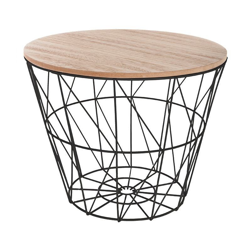 Βοηθητικό τραπέζι σαλονιού Jacot  oak-μαύρο Φ38x30,5εκ - Pakobazaar