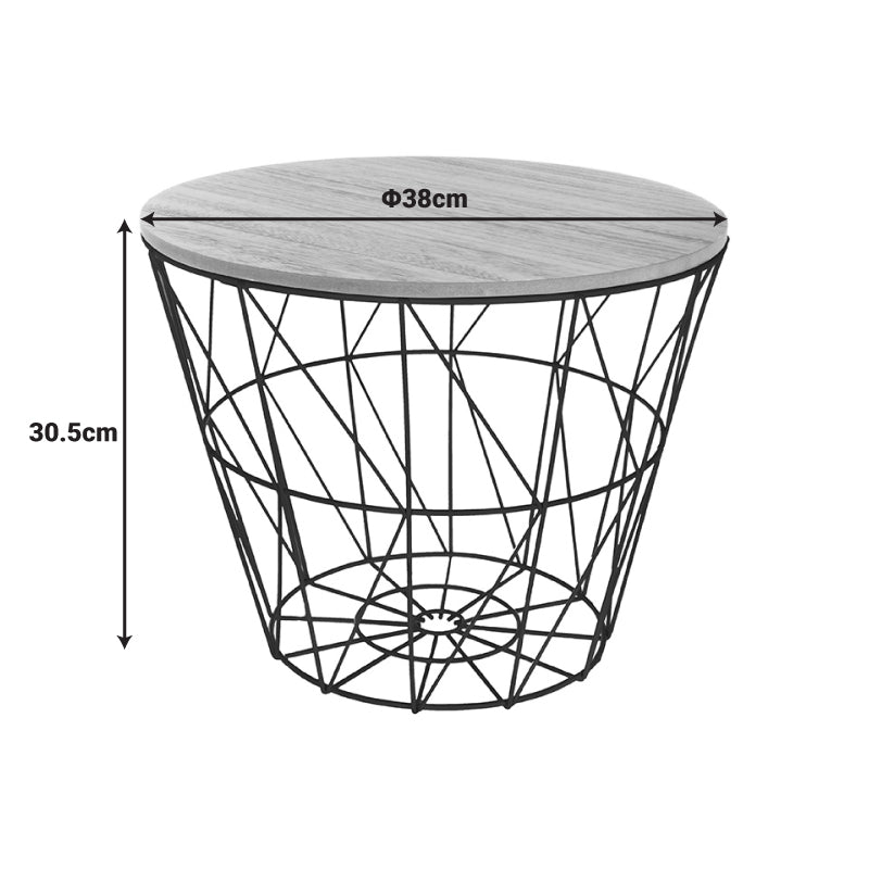 Βοηθητικό τραπέζι σαλονιού Jacot  oak-μαύρο Φ38x30,5εκ - Pakobazaar