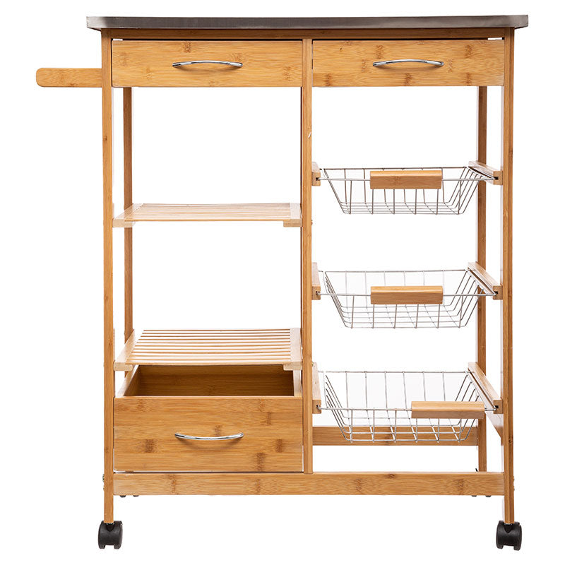 Τρόλεϊ-ραφιέρα 7όροφη Esla  bamboo φυσικό-λευκό 73,5x37x86εκ - Image 2