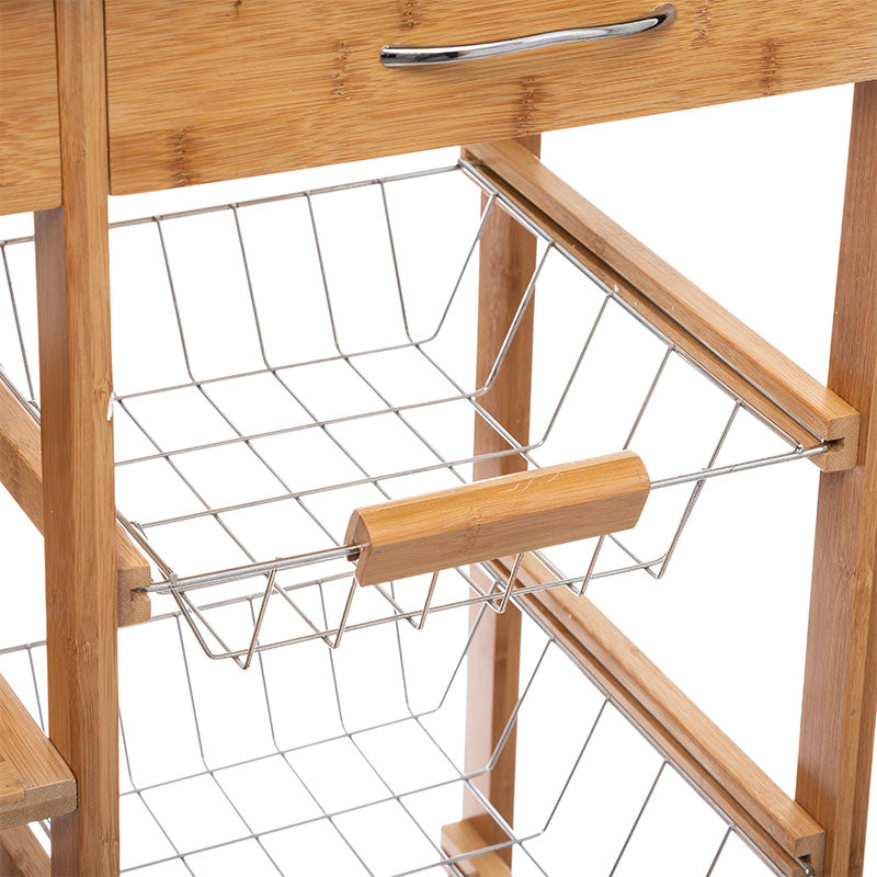 Τρόλεϊ-ραφιέρα 7όροφη Esla  bamboo φυσικό-λευκό 73,5x37x86εκ - Image 3