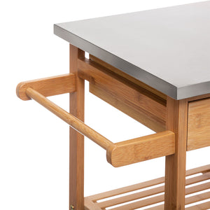 Τρόλεϊ-ραφιέρα 7όροφη Esla  bamboo φυσικό-λευκό 73,5x37x86εκ - Image 4