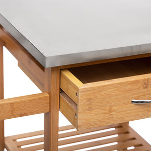 Τρόλεϊ-ραφιέρα 7όροφη Esla  bamboo φυσικό-λευκό 73,5x37x86εκ - Image 5