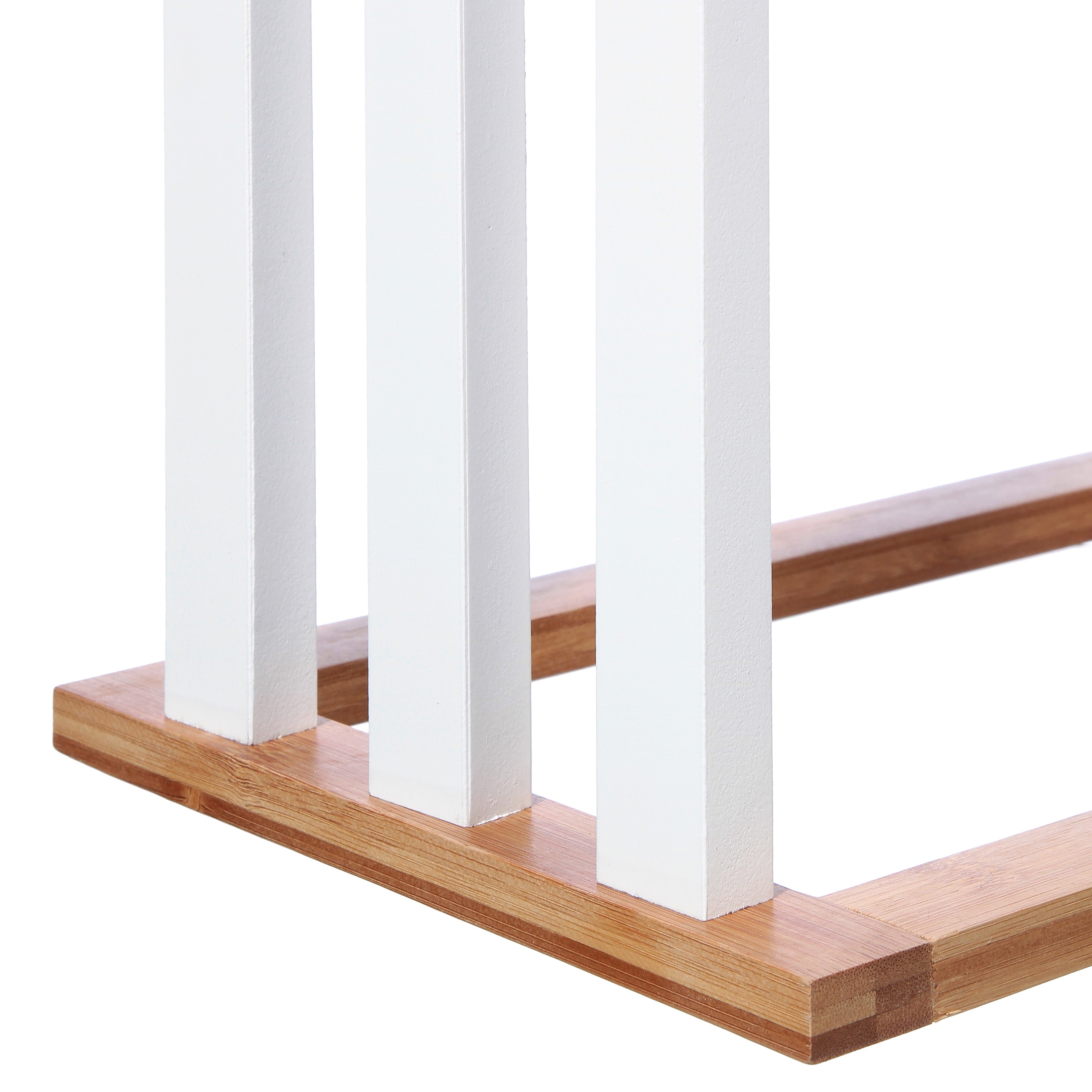 Κρεμάστρα επιδαπέδια Tower  MDF-μπαμπού λευκό-φυσικό 55x24x82εκ - Pakobazaar