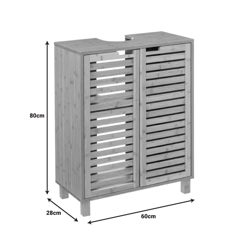 Πάγκος-ντουλάπι μπάνιου Sicela  χρώμα φυσικό 60x28x80εκ - Pakobazaar