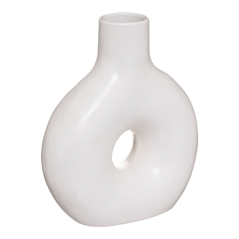 Βάζο Wanif  κεραμικό σε λευκή απόχρωση 17x7x19.5εκ - Pakobazaar