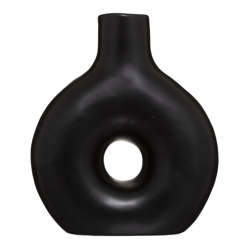Βάζο Wanif  κεραμικό σε μαύρη απόχρωση 17x7x19.5εκ - Image 2