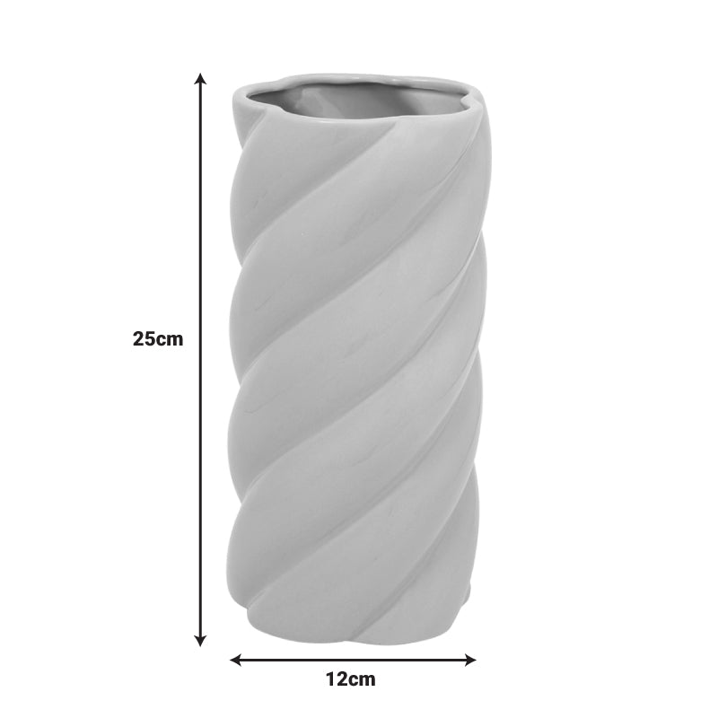 Βάζο Dermel  κεραμικό σε μπεζ απόχρωση Φ12x25εκ - Image 3