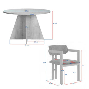 Σετ Τραπεζαρίας 5τμχ Vravrona Travertine - Καρυδί - Καφέ 120x120x75 εκ. Μελαμίνης