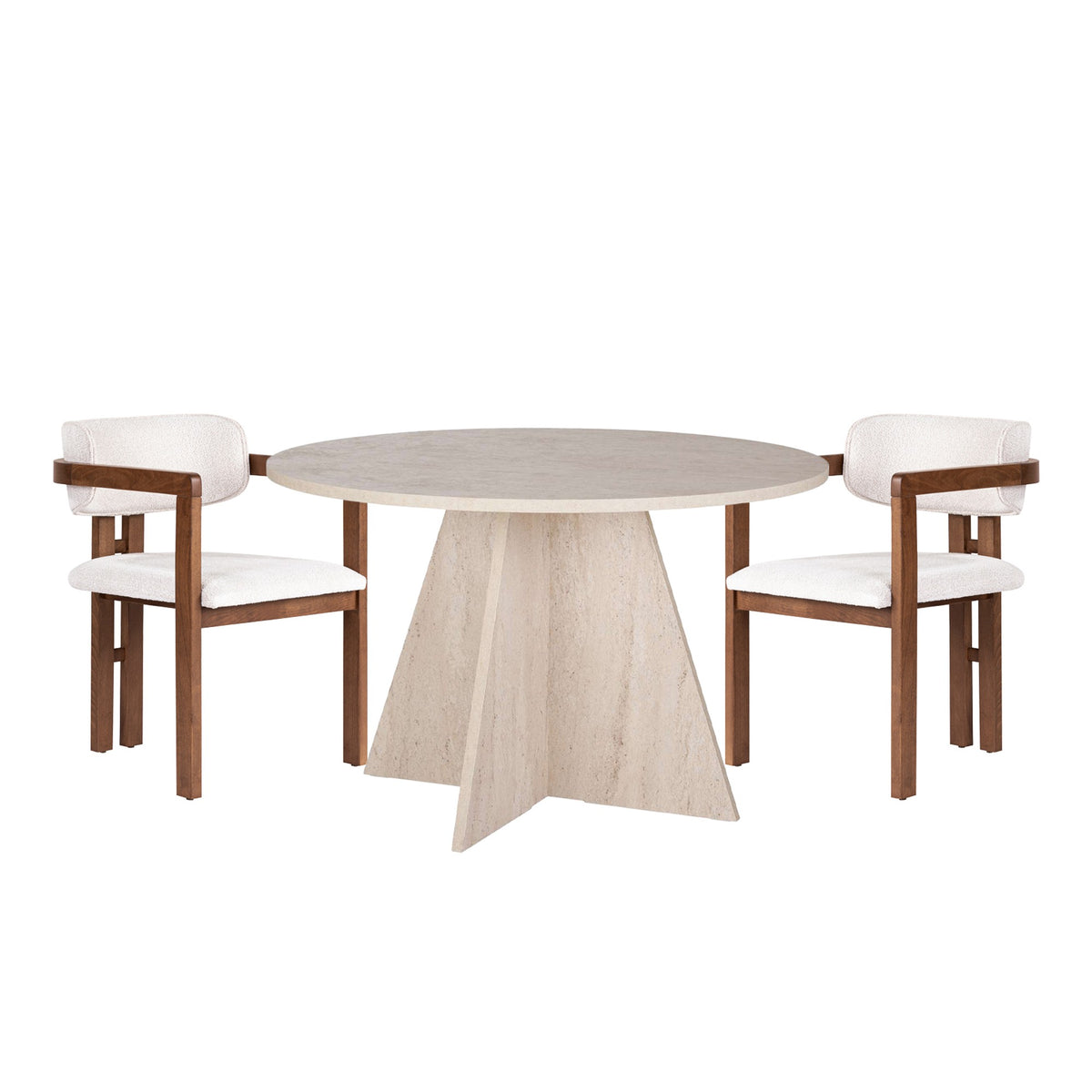 Σετ Τραπεζαρίας 3τμχ Keratea Travertine - Καρυδί - Λευκό 120x120x75 εκ. Μελαμίνης