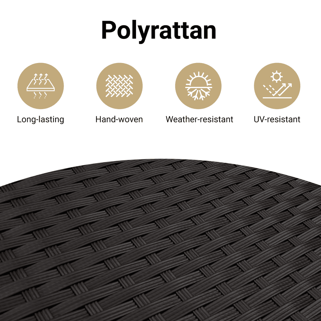 Τραπεζάκια 2 τεμ. Μαύρα Συνθετικό Ρατάν με Ξύλινη Επιφάνεια