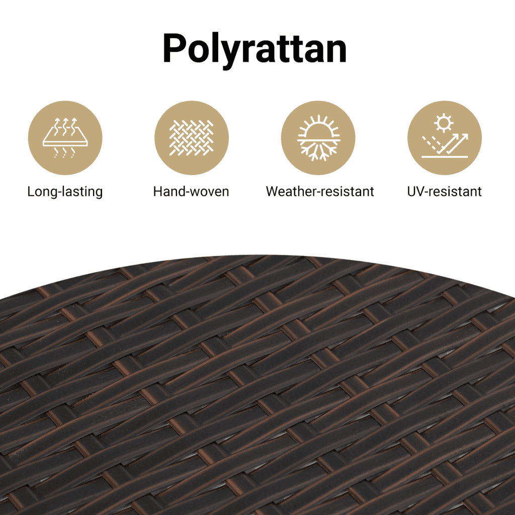Ξαπλώστρες 2 τεμ. με Τραπέζι από Καφέ Συνθετικό Ρατάν
