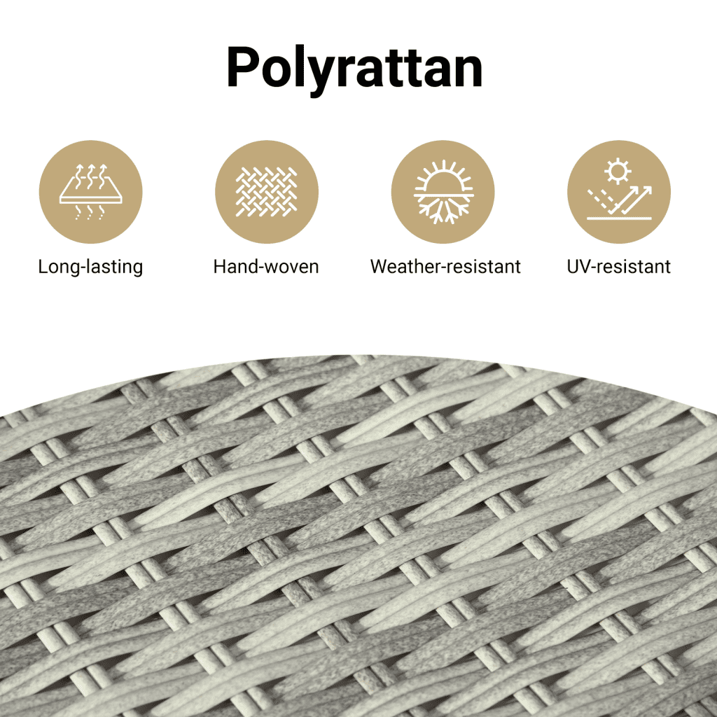 Σετ Τραπεζαρίας Κήπου 15 τεμ. Αν. Γκρι Συνθ. Ρατάν με Μαξιλάρια