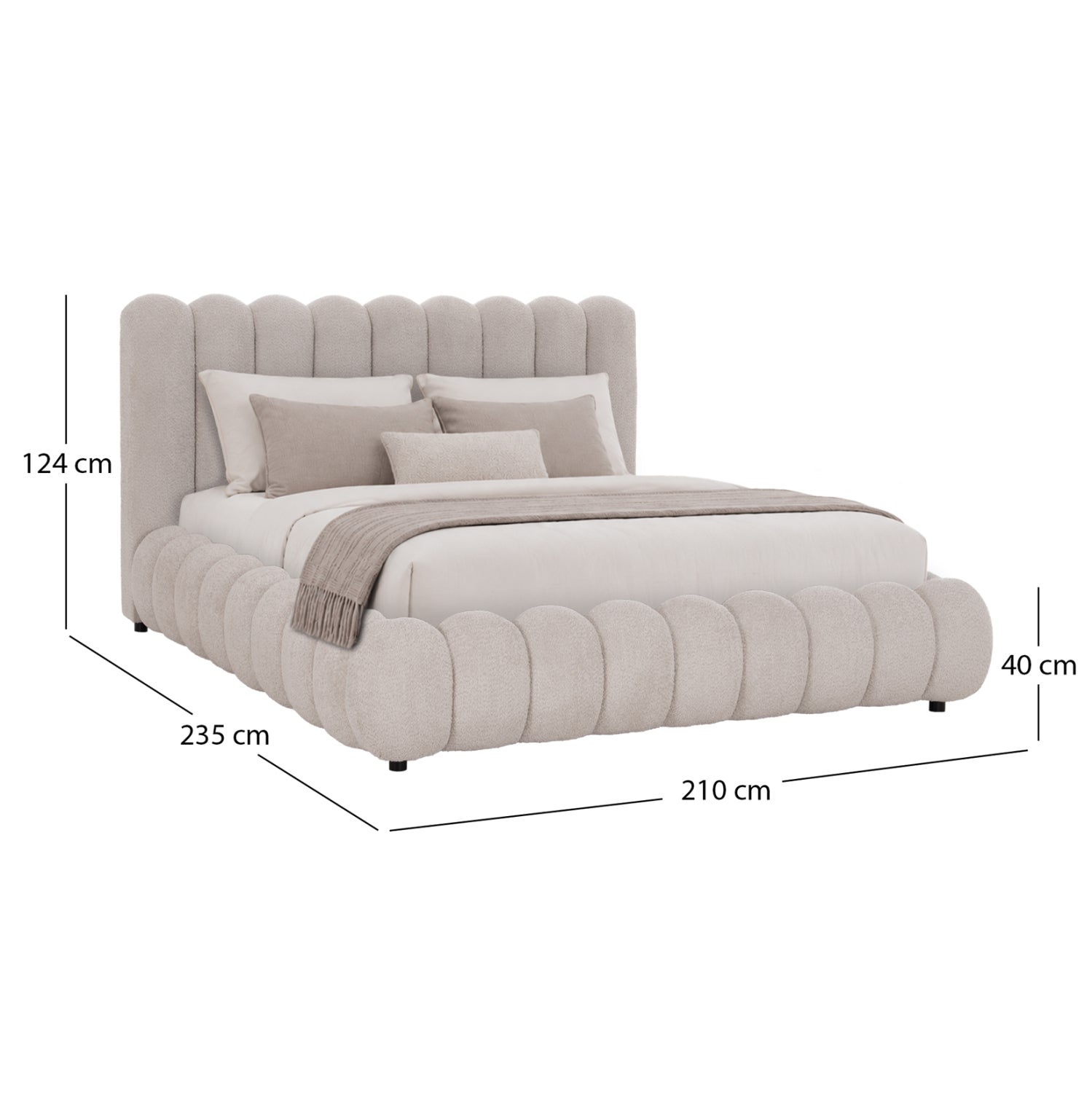 ΚΡΕΒΑΤΙ ΥΠΕΡΔΙΠΛΟ BUBBLE SM758.03 ΜΠΕΖ CHENILLE ΥΦΑΣΜΑ ΓΙΑ ΣΤΡΩΜΑ 180x200εκ