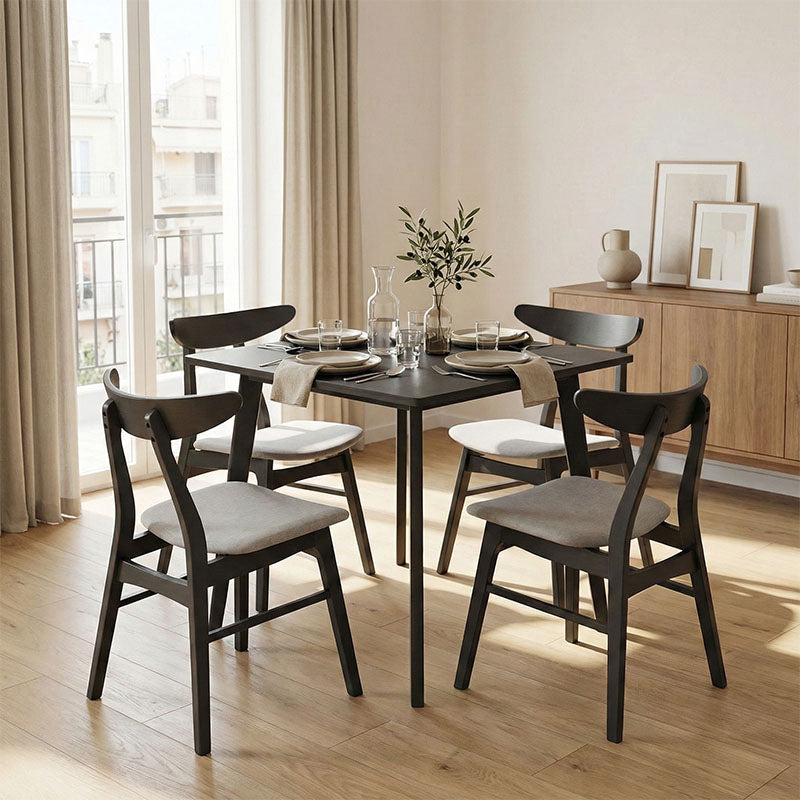 Tραπεζαρία Benson - Orlean  σετ 5τμχ rustic grey - ύφασμα γκρι 80x80x75εκ