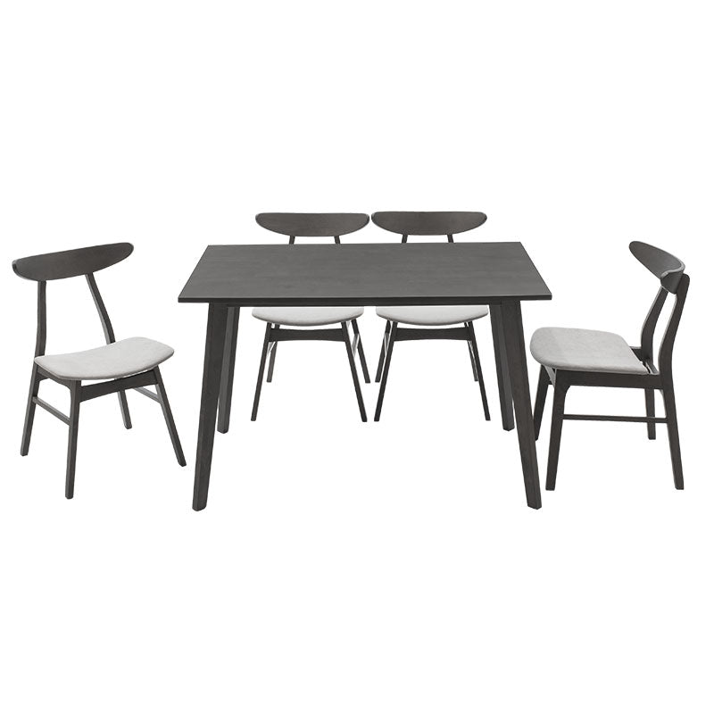 Tραπεζαρία Benson - Orlean  σετ 5τμχ rustic grey-ύφασμα γκρι 120x75x75εκ - Pakobazaar