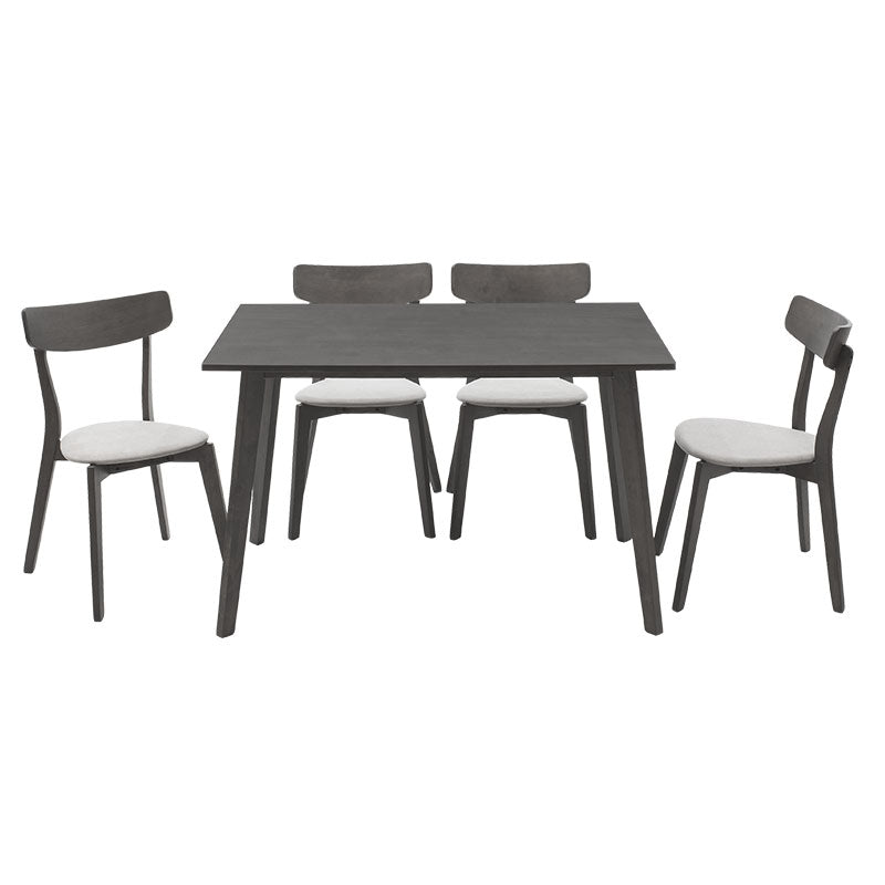 Tραπεζαρία Benson - Toto  σετ 5τμχ rustic grey - ύφασμα γκρι 120x75x75εκ - Pakobazaar