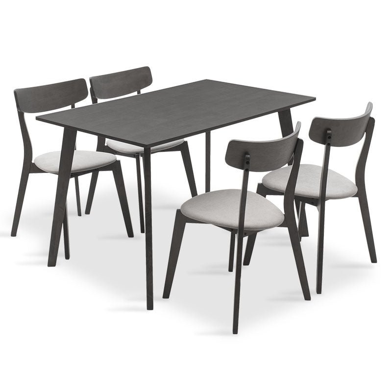 Tραπεζαρία Benson - Toto  σετ 5τμχ rustic grey - ύφασμα γκρι 120x75x75εκ - Pakobazaar