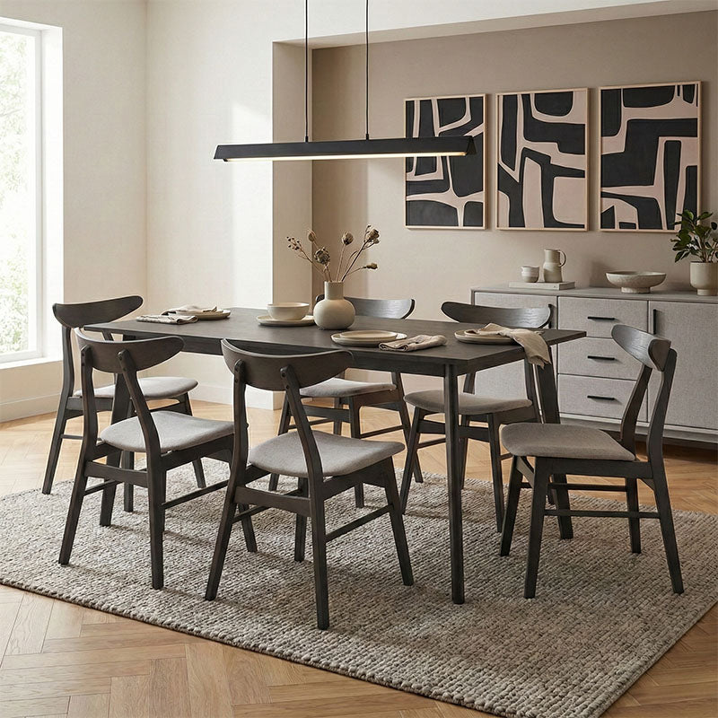 Tραπεζαρία Benson - Orlean  σετ 7τμχ rustic grey - ύφασμα γκρι 150x90x75εκ - Pakobazaar