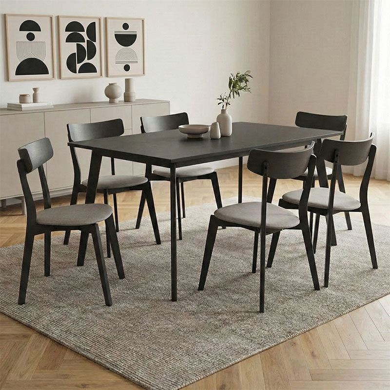 Tραπεζαρία Benson - Toto  σετ 7τμχ rustic grey - ύφασμα γκρι 150x90x75εκ - Pakobazaar