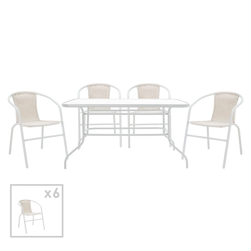 Τραπεζαρία Valor-Obbi σετ 7τεμ  μέταλλο-pe λευκό - Image 1