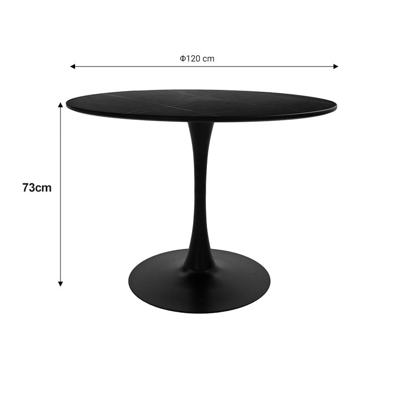 Τραπεζαρία Balou-Julita σετ 5τεμ  MDF και pp σε μαύρη-φυσική απόχρωση Φ100x73εκ - Pakobazaar