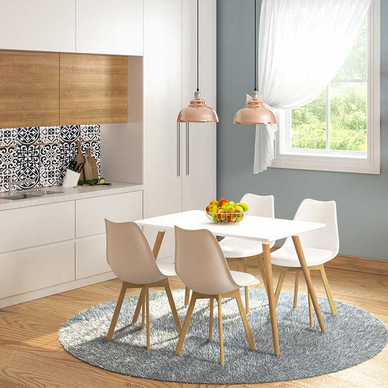 Tραπεζαρία Natali-Gaston σετ 5τμχ λευκό σε απόχρωση λευκό-φυσικό 120x80x73εκ - Pakobazaar