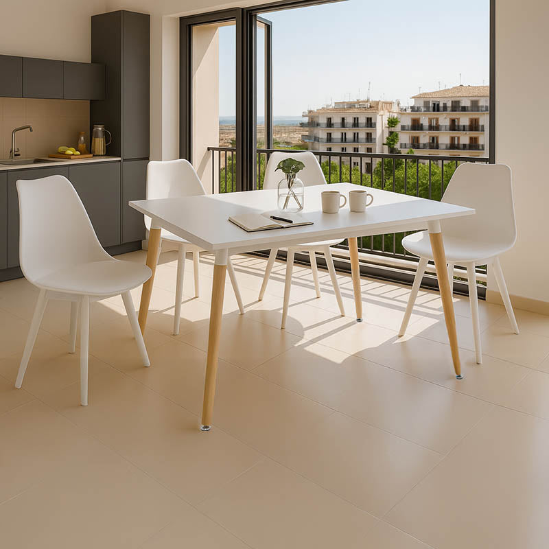 Φοιτητικό πακέτο τραπεζαρίας Natali-Gaston  σετ 5τεμ λευκό 120x80x76εκ - Image 1