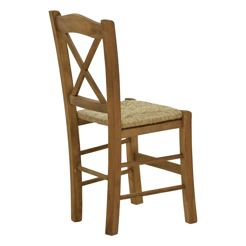 Καρέκλα καφενείου με ψάθα Χιαστή  καρυδί ξύλο 42x40x89εκ