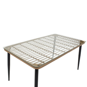 Τραπεζαρία Naoki D  σετ 7 τμχ rattan φυσικό-μαύρο μέταλλο-γυαλί 160x90x78εκ - Image 11