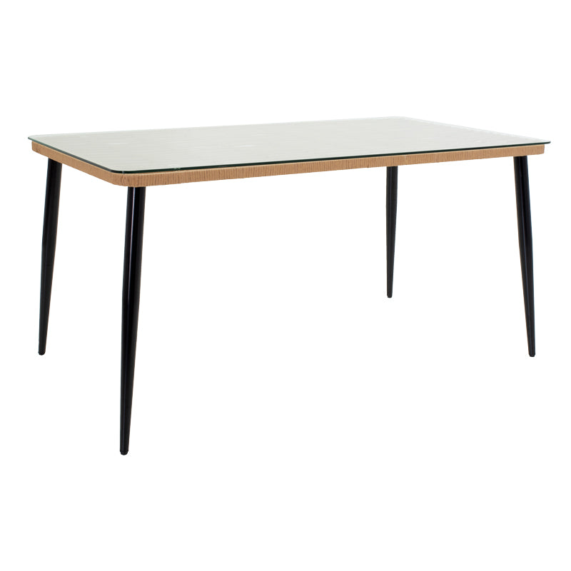 Τραπεζαρία Naoki E  σετ 5 τμχ rattan φυσικό-μαύρο μέταλλο-γυαλί 160x90x78εκ - Image 2