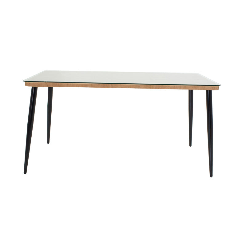 Τραπεζαρία Naoki E  σετ 5 τμχ rattan φυσικό-μαύρο μέταλλο-γυαλί 160x90x78εκ - Image 3