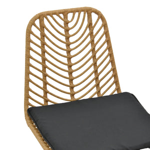 Τραπεζαρία Naoki F  σετ 3 τμχ rattan φυσικό-μαύρο μέταλλο-γυαλί 80x80x78εκ - Pakobazaar